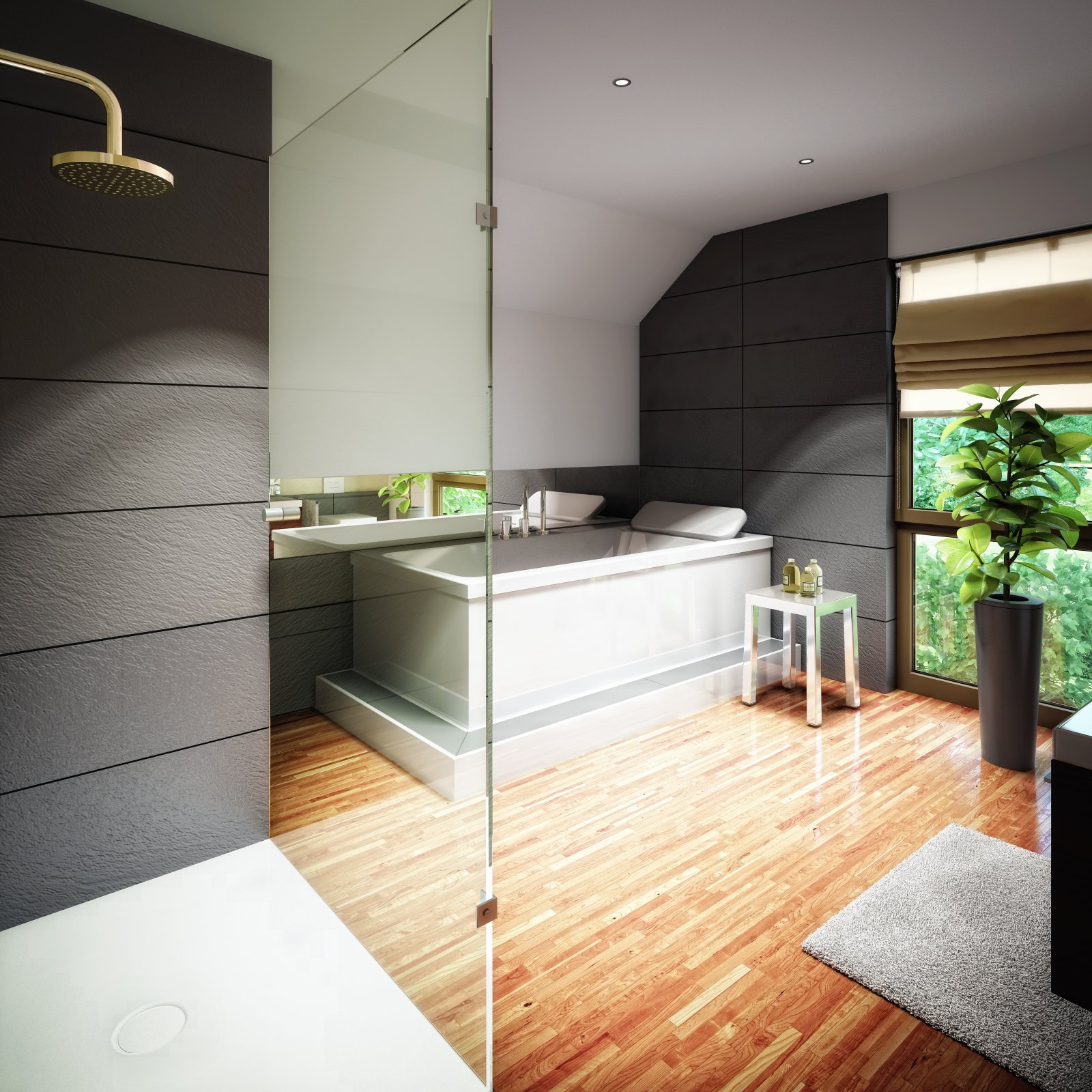 schickes Bad mit grosser Dusche