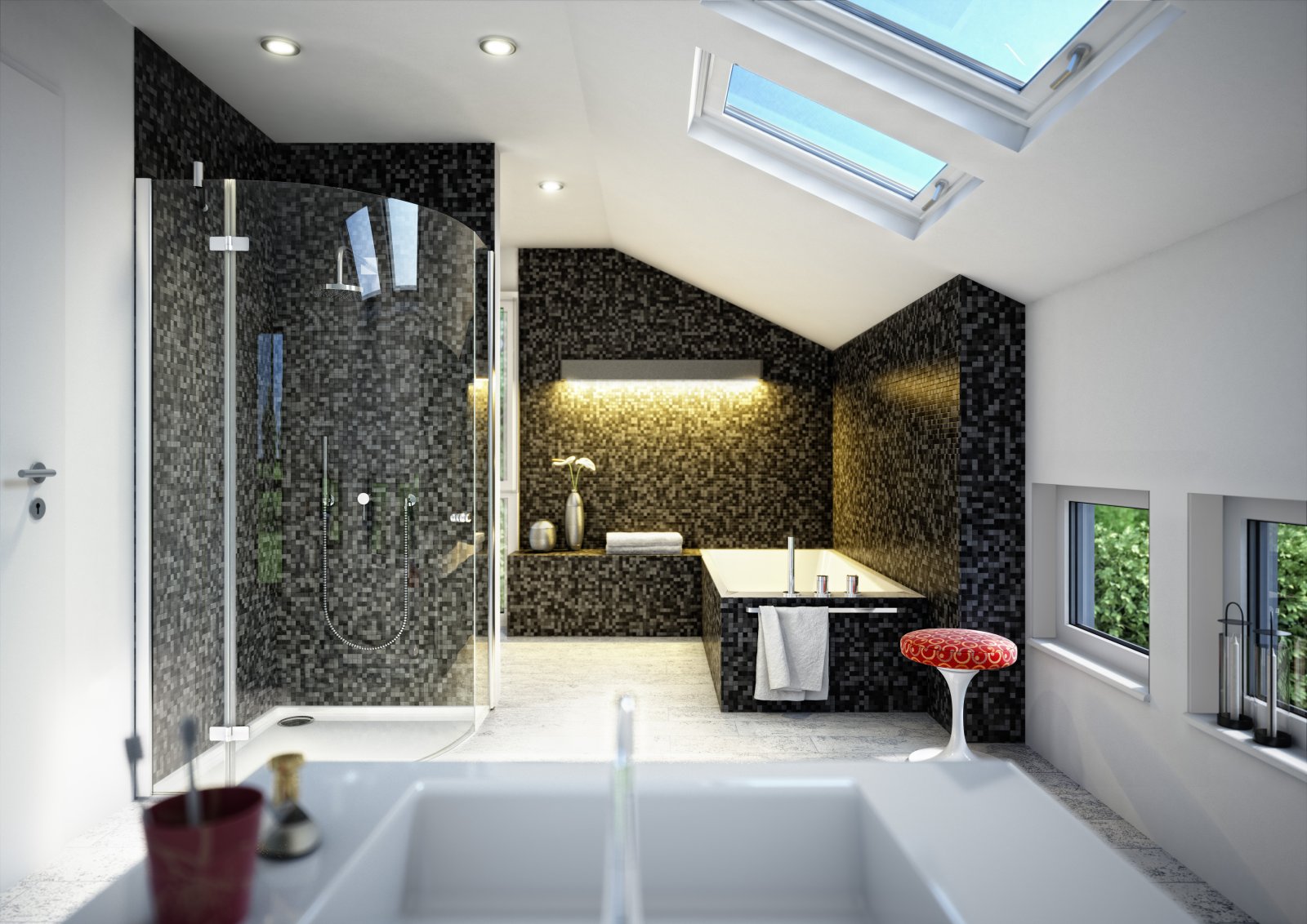 Bad mit bodentiefer Dusche