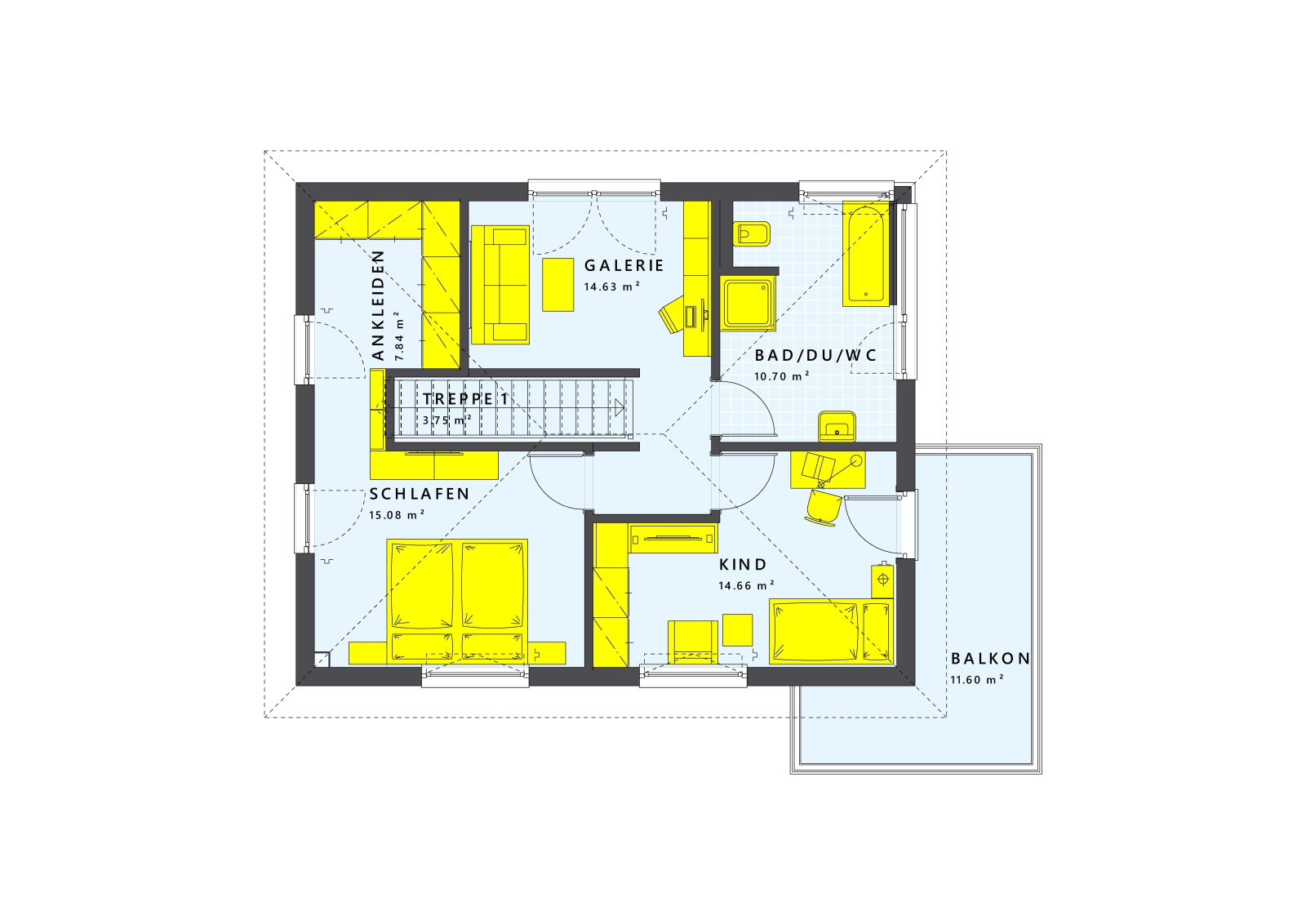 Dachgeschoss mit Ankleide am Schlafzimmer