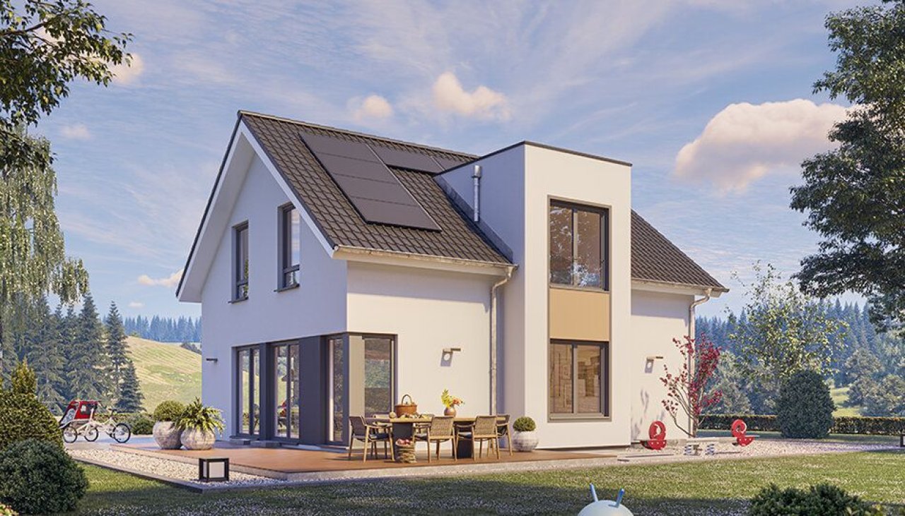Gartenansicht mit Sonnenterrasse Gartenansicht mit Sonnenterrasse