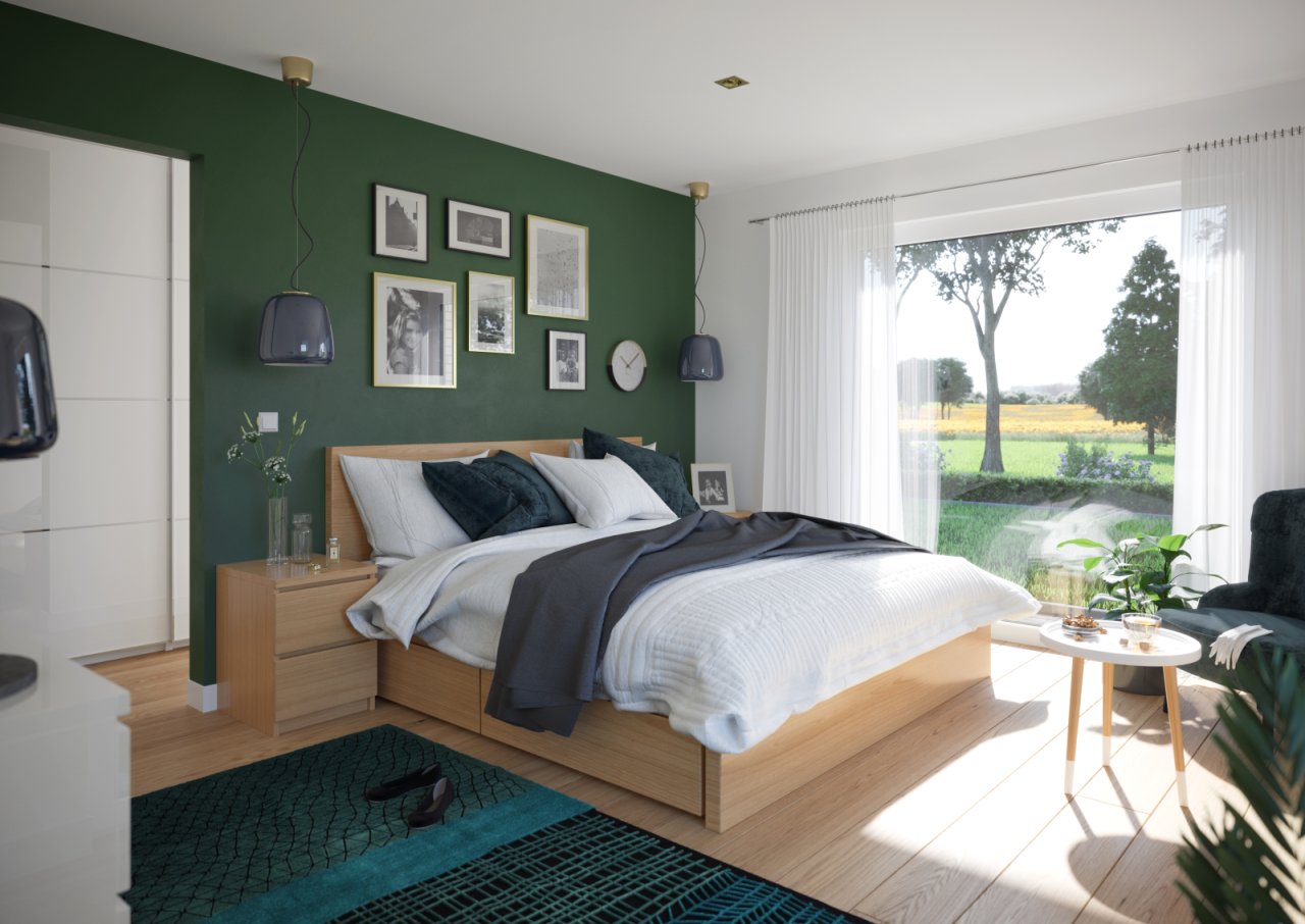 Schlafzimmer mit Morgensonne im Bett