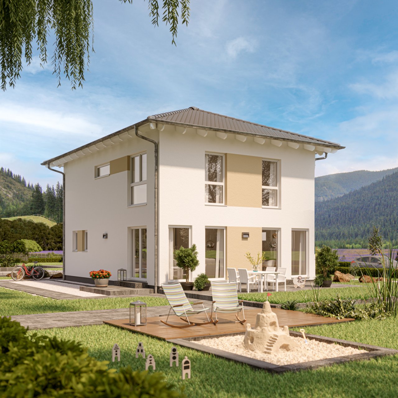 Ihre traumhafte Villa - Gartenansicht mit Erker und Balkon Ihre traumhafte Villa - Gartenansicht mit Erker und Balkon
