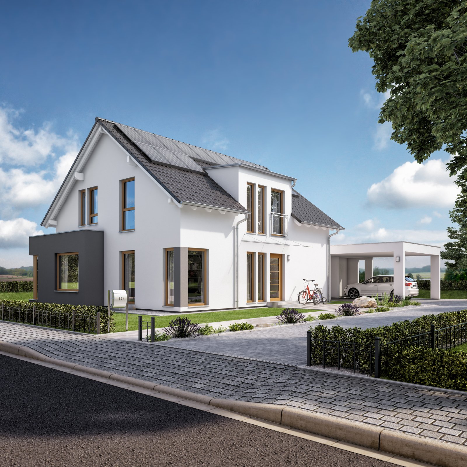 Hausansicht mit Carport Hausansicht mit Carport