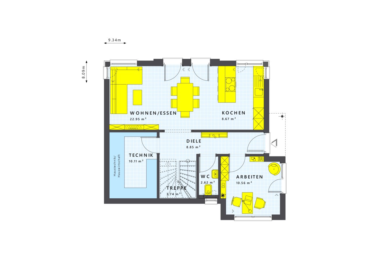 Erdgeschoss mit Erker am Arbeitszimmer Erdgeschoss mit Erker am Arbeitszimmer